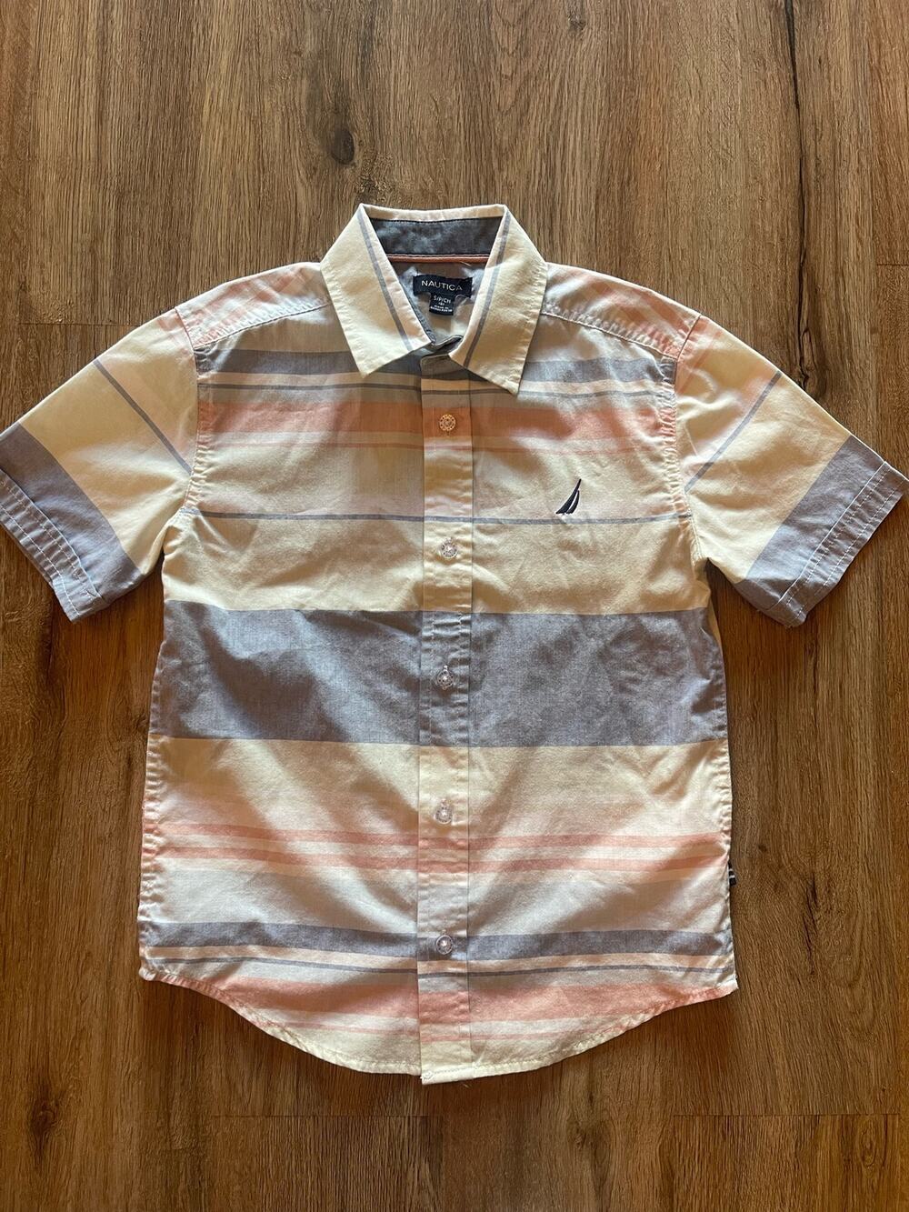 Nautica Short Sleeve Button Up Striped Size Small